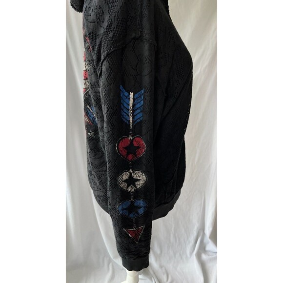 Affliction American Customs Patriotic Reversible lace overlay Sweatshirt Large - Picture 4 of 9